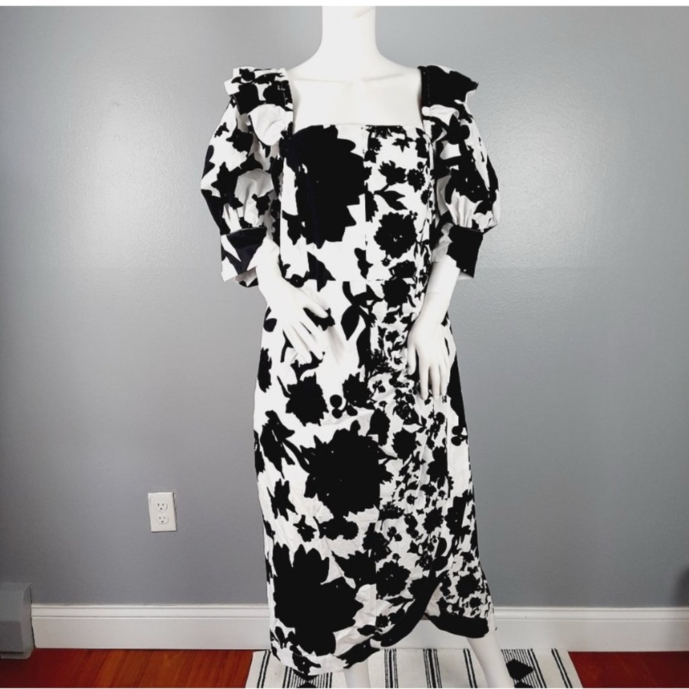 Christopher John Rogers x Target Womens Dress Size 20W/22W Black White Floral